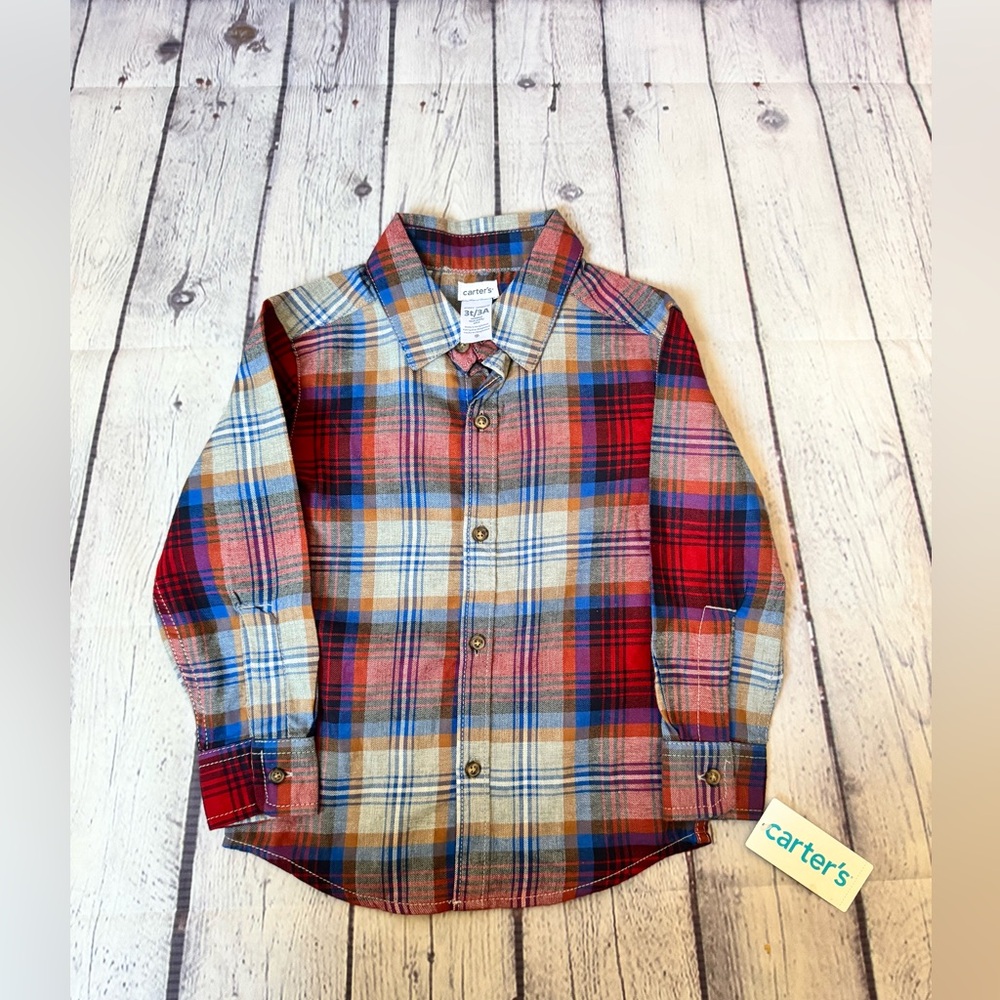 Carter's Boys' Plaid Button-Front Long Sleeve Shirt